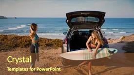  Presentation with swimming beautiful girl swims underwater - Amazing presentation having free best - two beautiful surfer girls near backdrop and a tawny brown colored foreground