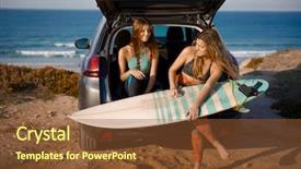  Presentation with wind surfing - Theme having free best - two beautiful surfer girls sitting background and a tawny brown colored foreground