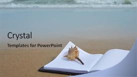  Presentation with notebook - Slides featuring free biology - sand beach conch and notebook background and a  colored foreground