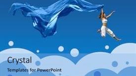  Presentation with ayurveda green - Beautiful slides featuring free blue - beautiful athletic woman jumping backdrop and a  colored foreground