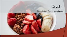  Presentation with healthy breakfast - Slides having free blueberry - bowl of granola and fresh background and a  colored foreground