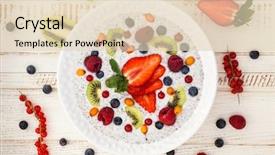  Presentation with papaya tropical fruit vanilla pastel - Colorful PPT theme enhanced with free blueberry - breakfast bowl coconut chia pudding backdrop and a lemonade colored foreground