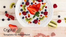  Presentation with acai berry smoothie bowl - Slides featuring free blueberry - breakfast bowl coconut chia pudding background and a  colored foreground