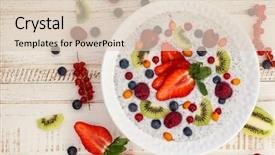  Presentation with pudding - Theme consisting of free blueberry - breakfast bowl coconut chia pudding background and a  colored foreground