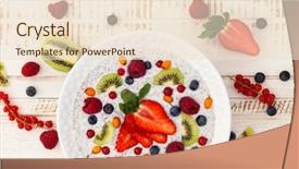  Presentation with coconut tree fruits - PPT theme having free blueberry - breakfast bowl coconut chia pudding background and a lemonade colored foreground