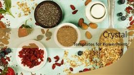  Presentation with food breakfast clean food - Beautiful slide set featuring free blueberry - breakfast set with granola almond backdrop and a gold colored foreground