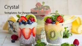  Presentation with smoothies - Audience pleasing presentation consisting of free blueberry - layered berry and chia seeds backdrop and a soft green colored foreground