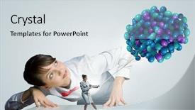  Presentation with balloons - PPT theme having free boss day - businesswoman looking at businesswoman miniature background and a  colored foreground