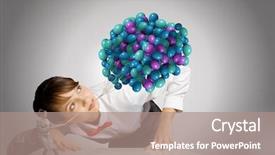  Presentation with terrarium miniature botanical horticulture grow - Amazing PPT theme having free boss day - businesswoman looking at businesswoman miniature backdrop and a  colored foreground