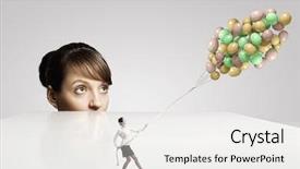  Presentation with panelist table microphones - Colorful slide deck enhanced with free boss day - businesswoman looking backdrop and a  colored foreground