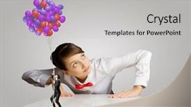  Presentation with what is thing used in looking for far object - Presentation theme enhanced with free boss day - businesswoman looking background and a  colored foreground