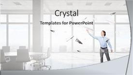  Presentation with media - Beautiful presentation theme featuring free boss day - careless businessman in office mixed backdrop and a  colored foreground