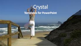  Presentation with buddhism - Amazing presentation theme having free buddhism - beautiful young woman doing yoga backdrop and a teal colored foreground