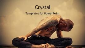  Presentation with blue sky - Presentation theme featuring free buddhism - yoga concept experienced yoga master background and a  colored foreground