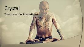  Presentation with yoga - Slide deck having free buddhism - yoga concept experienced yoga master background and a mint green colored foreground