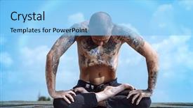  Presentation with sky blue - PPT layouts with free buddhism - yoga concept experienced yoga master background and a light blue colored foreground