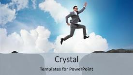  Presentation with cliff - Beautiful slides featuring ambitious businessman jumping backdrop and a light gray colored foreground