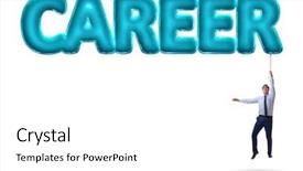  Presentation with career - PPT theme enhanced with free rewards - businessman flying in career concept background and a  colored foreground