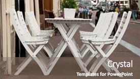  Presentation with free - Audience pleasing presentation theme consisting of free cafe table on european backdrop and a gray colored foreground