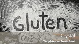  Presentation with gluten - Slides consisting of free cake - gluten word written with flour background and a gray colored foreground