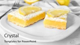  Presentation with lemon - Audience pleasing PPT layouts consisting of free cake - plate with delicious lemon pie backdrop and a white colored foreground