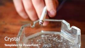  Presentation with cigarette - Cool new slide deck with free cancer - hand with cigarette and ashtray backdrop and a  colored foreground
