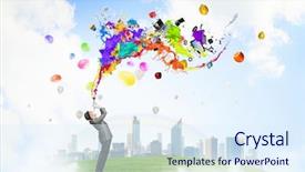  Presentation with comedian - Beautiful theme featuring free carnival - comedian man play fife backdrop and a sky blue colored foreground