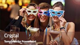  Presentation with friends - Presentation with free carnival - picture showing group of friends background and a tawny brown colored foreground