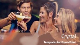  Presentation with friends - Presentation design enhanced with free carnival - picture showing group of friends background and a coral colored foreground