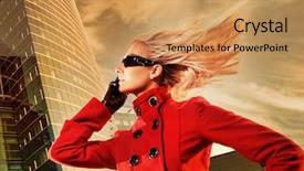  Presentation with tall building art - Cool new presentation with free cell - beautiful young blond talks backdrop and a coral colored foreground