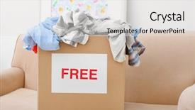  Presentation with donation - Amazing slide deck having free charity - donation box with clothing backdrop and a  colored foreground