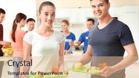  Presentation with teens - Cool new presentation theme with free charity - happy teens holding trays backdrop and a lemonade colored foreground