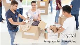  Presentation with teen - PPT theme consisting of free charity - team of teen volunteers collecting background and a lemonade colored foreground