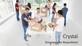  Presentation with teen - Presentation design having free charity - team of teen volunteers collecting background and a  colored foreground