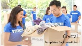  Presentation with teen - Beautiful PPT layouts featuring free charity - two happy teen volunteers holding backdrop and a lemonade colored foreground