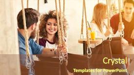  Presentation with people enjoying - Colorful PPT theme enhanced with free chat - young people chatting and enjoying backdrop and a tawny brown colored foreground