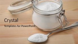  Presentation with baking soda - Slide deck enhanced with free chemicals - jar and spoon of baking background and a coral colored foreground