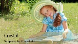  Presentation with children reading - Cool new presentation design with free children reading - shot of a cute red-haired backdrop and a  colored foreground