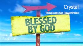  Presentation with blessed - Slide deck having free christianity - blessed by god sign background and a cobalt blue colored foreground