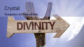  Presentation with free - Theme enhanced with free christianity - divinity wooden sign background and a light blue colored foreground