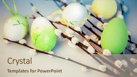  Presentation with christianity - Amazing PPT theme having free christianity - pussy-willow and easter eggs backdrop and a soft green colored foreground