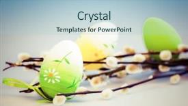  Presentation with christianity - Slide set enhanced with free christianity - pussy-willow and easter eggs background and a light blue colored foreground