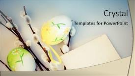  Presentation with christianity - PPT theme featuring free christianity - pussy-willow and easter eggs background and a light blue colored foreground