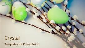  Presentation with easter - Slide deck having free christianity - pussy-willow and easter eggs background and a lemonade colored foreground