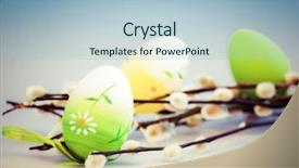  Presentation with christianity - PPT theme enhanced with free christianity - pussy-willow and easter eggs background and a light blue colored foreground