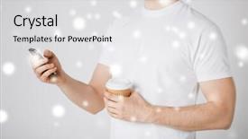  Presentation with free christmas - Slide deck with free christmas templates - man with smartphone and take background and a light gray colored foreground