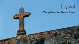  Presentation with old church building - PPT theme enhanced with free church - cross sits on an old background and a light blue colored foreground