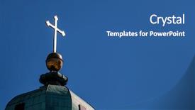  Presentation with roof - PPT layouts enhanced with free church - latin cross on a roof background and a ocean colored foreground
