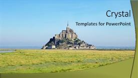  Presentation with st michel - Presentation theme enhanced with free church - mont saint-michel view - medieval background and a light blue colored foreground