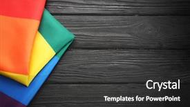  Presentation with gay rainbow flag - PPT layouts featuring free civilization - rainbow gay flag on wooden background and a dark gray colored foreground